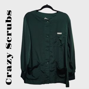 Crazy scrubs green silk shimmer medical scrubs jacket size Large